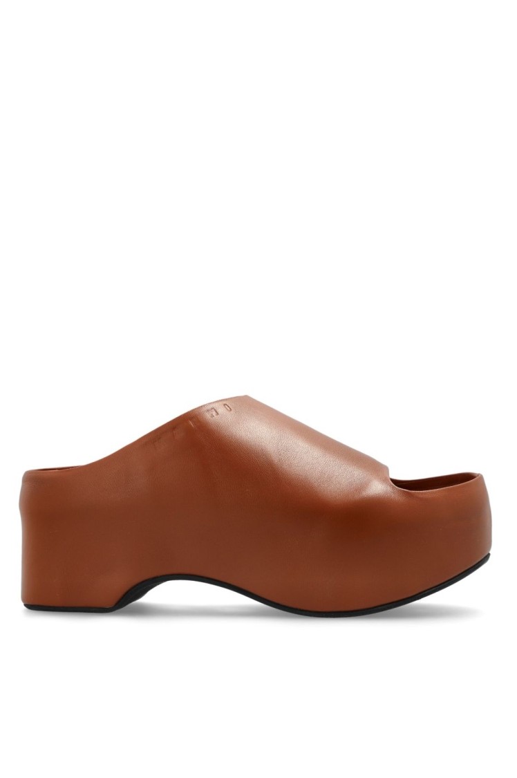 サンダル・ミュール Marni Brown Heel Slip-On Sandals With Design Marni Brown Heel Slip-On Sandals With Design | THE LIST