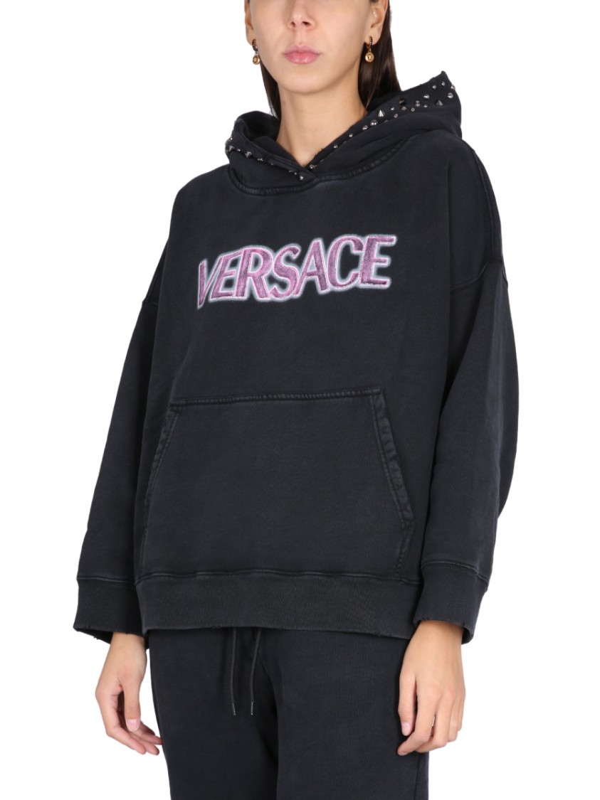 Versace Sweatshirt With Studs In Black