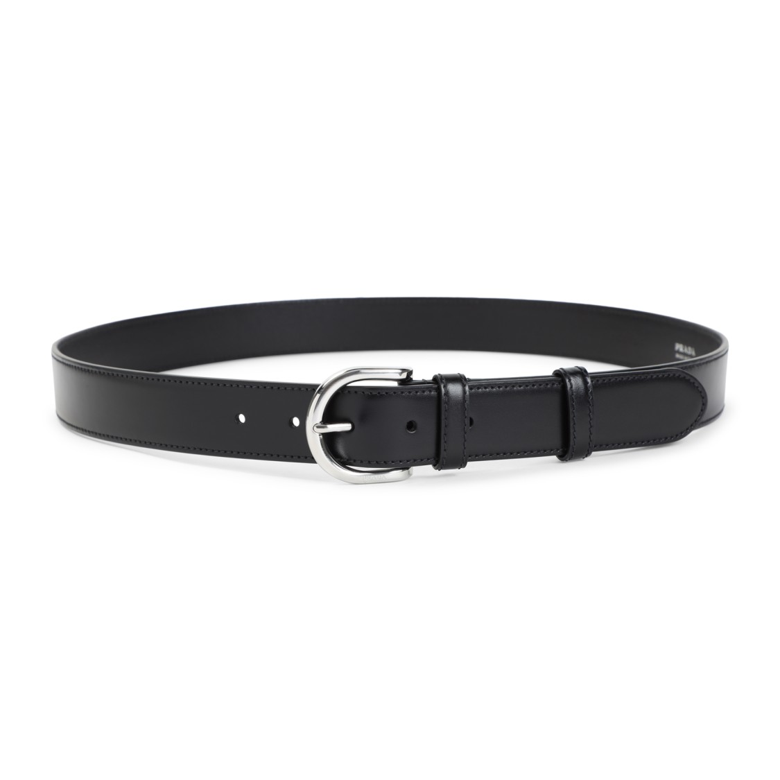 Prada Calf Leather Belt With Polished Metal Buckle