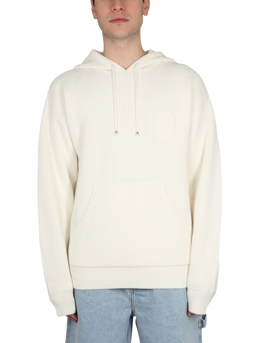 パーカー・フーディ Drole De Monsieur Ribbed White Hooded Shirt With Drawstring Drôle De Monsieur Ribbed White Hooded Shirt With Drawstring