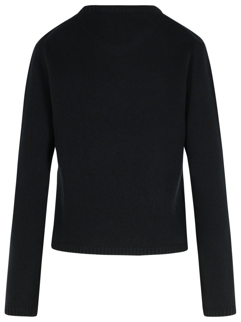Moncler Cropped Sweater With Contrasting Embroidered Logo In Black