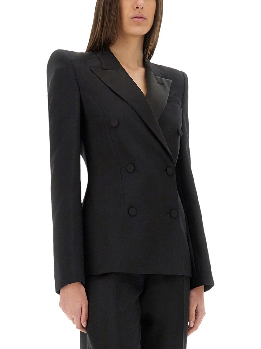 Alexander Mcqueen Women's Doublebreasted Jacket With Voluminous Shoulders In Black