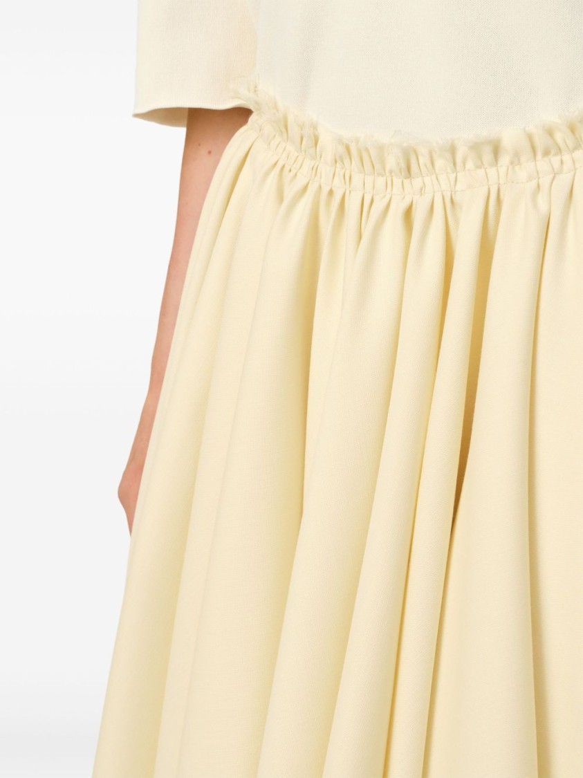 Ami Alexandre Mattiussi Ami Flowing Poppy Cream Wool Pleated Skirt In Multi