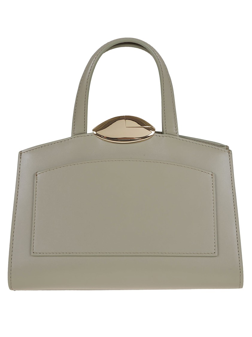 Benedetta Bruzziches Compact Calf Leather Clutch With Gold-tone Clasp