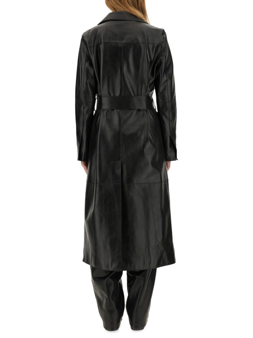 Shop Stand Studio "paris" Double-breasted Leather Coat In Black