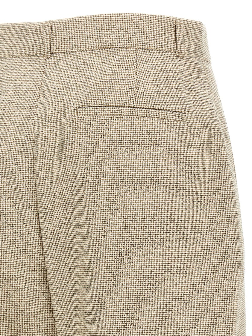 Fendi Beige Micro Check Trousers In Gray