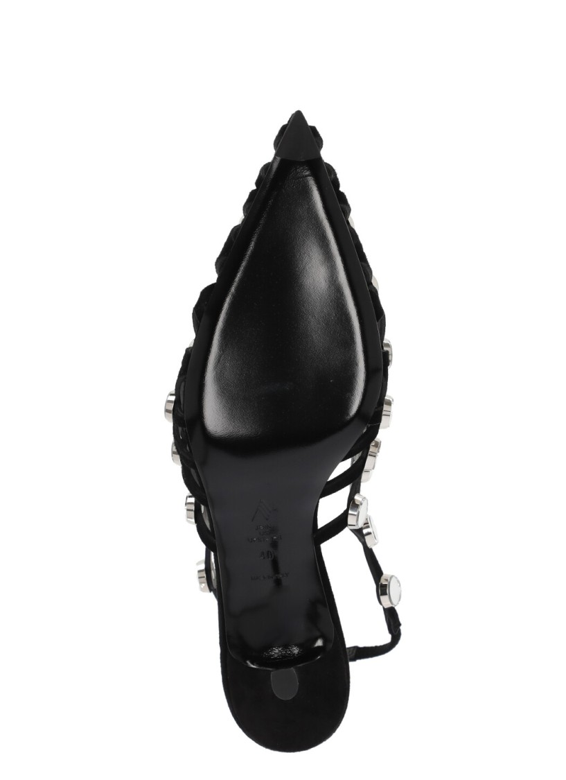 Attico The Black Open Lattice Design Low-heeled Shoes In Black