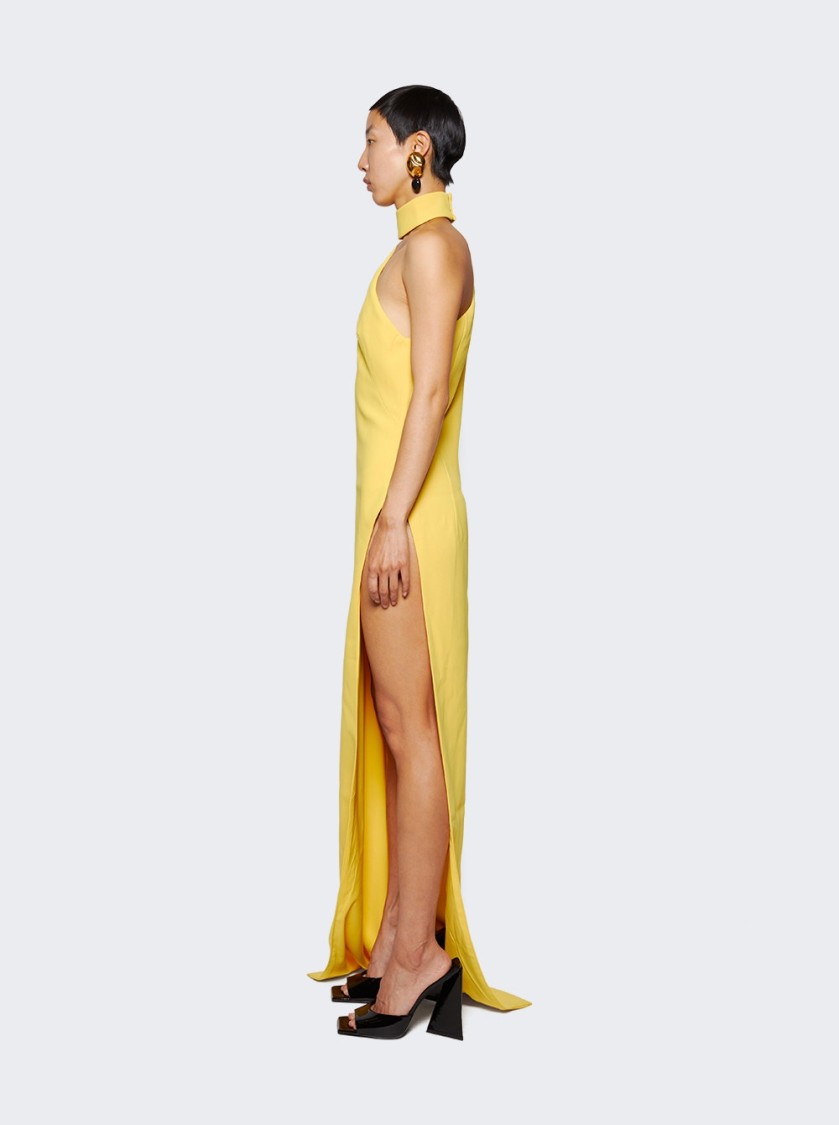 MONOT MÔNOT ASYMMETRICAL HIGH NECK SHOULDER DRESS 