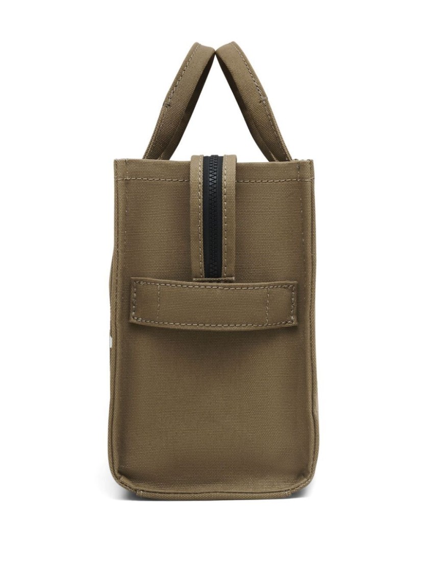Marc Jacobs Slate Green Canvas Tote Bag With Logo Print In Grey