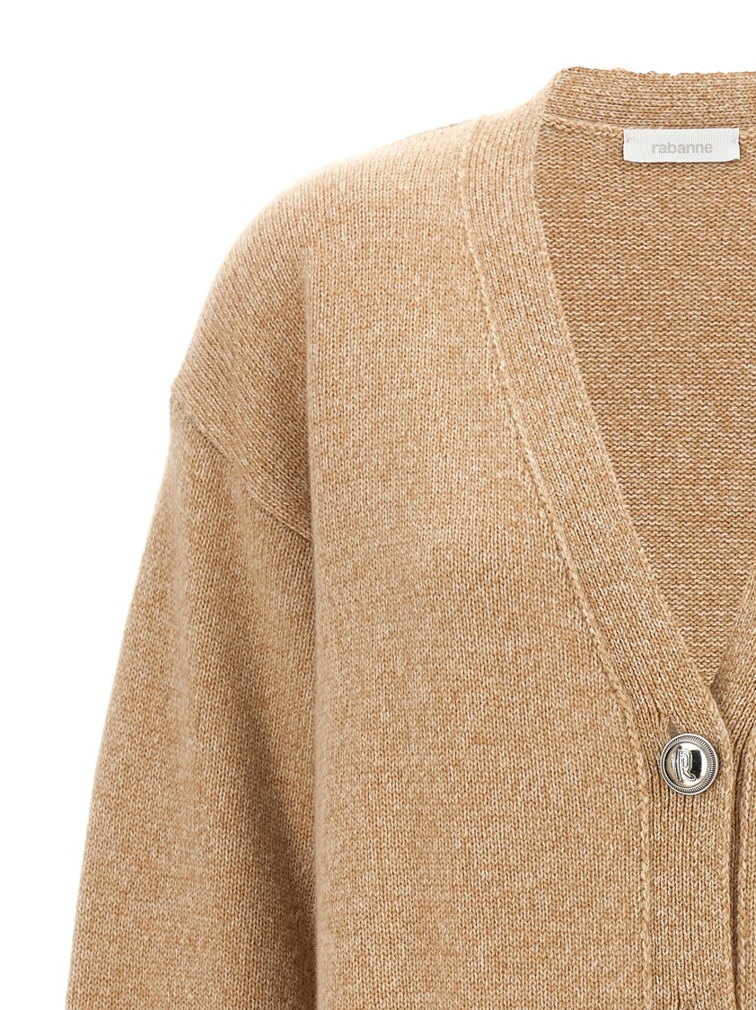 Rabanne Logo Button Cardigan In Brown