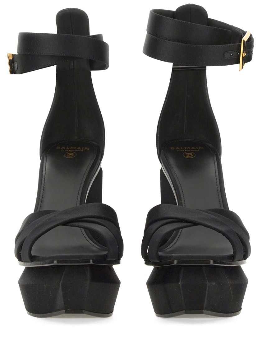 Shop Balmain Geometric Design Platform Sandal