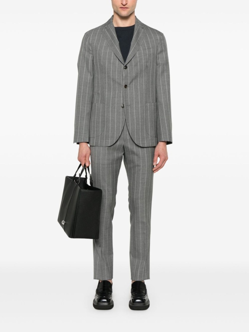 Drumohr Tailored Grey Virgin Wool Pinstripe Suit With Single-breasted Blazer