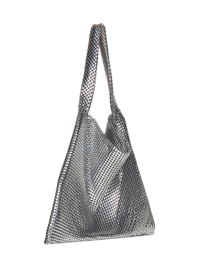 Rabanne Silver Aluminum Mesh Pixel Tote Bag In Silver