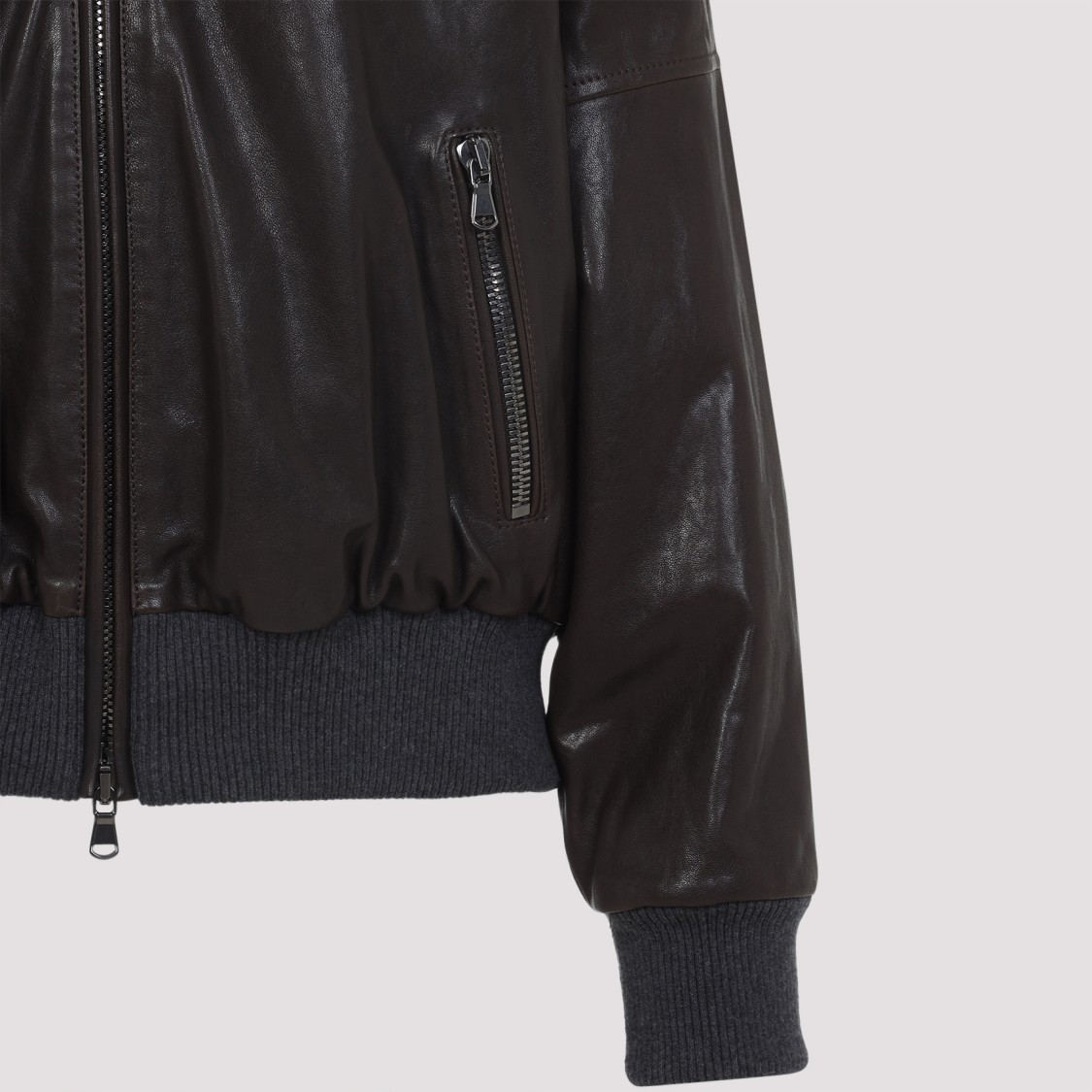 Brunello Cucinelli Leather Jacket In Black