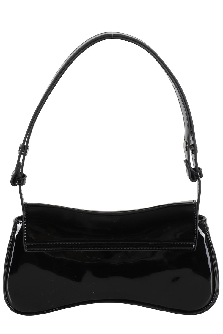 Diesel Curved Black Play Clutch With Glossy Finish And Magnetic Closure In Black