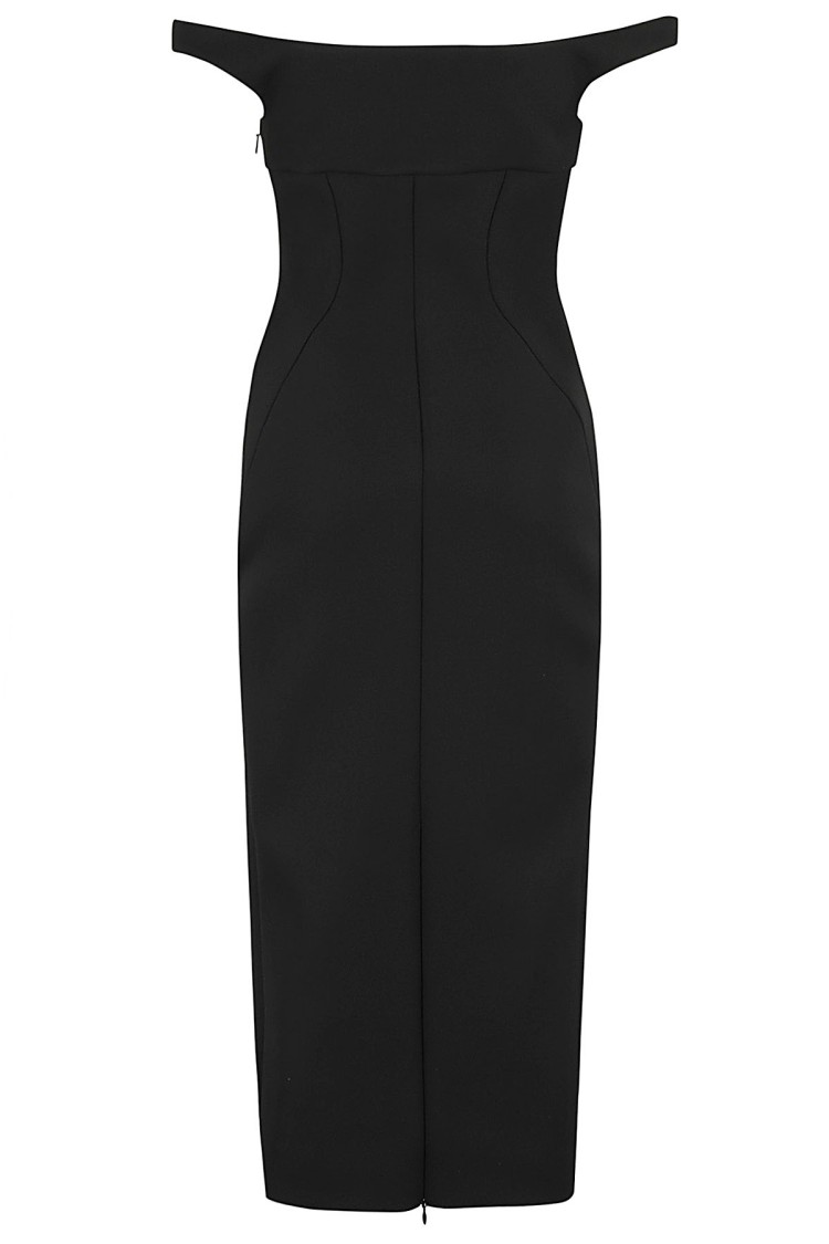 Philosophy Di Lorenzo Serafini Off-the-shoulder Tech Crepe Midi Dress In Black