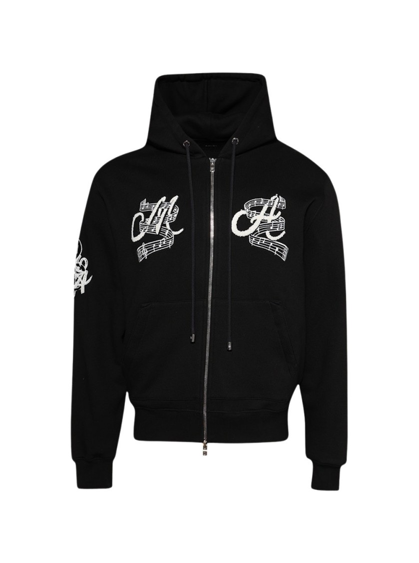 AMIRI AMIRI MUSIC CLUB ZIP UP HOODIE BLACK 