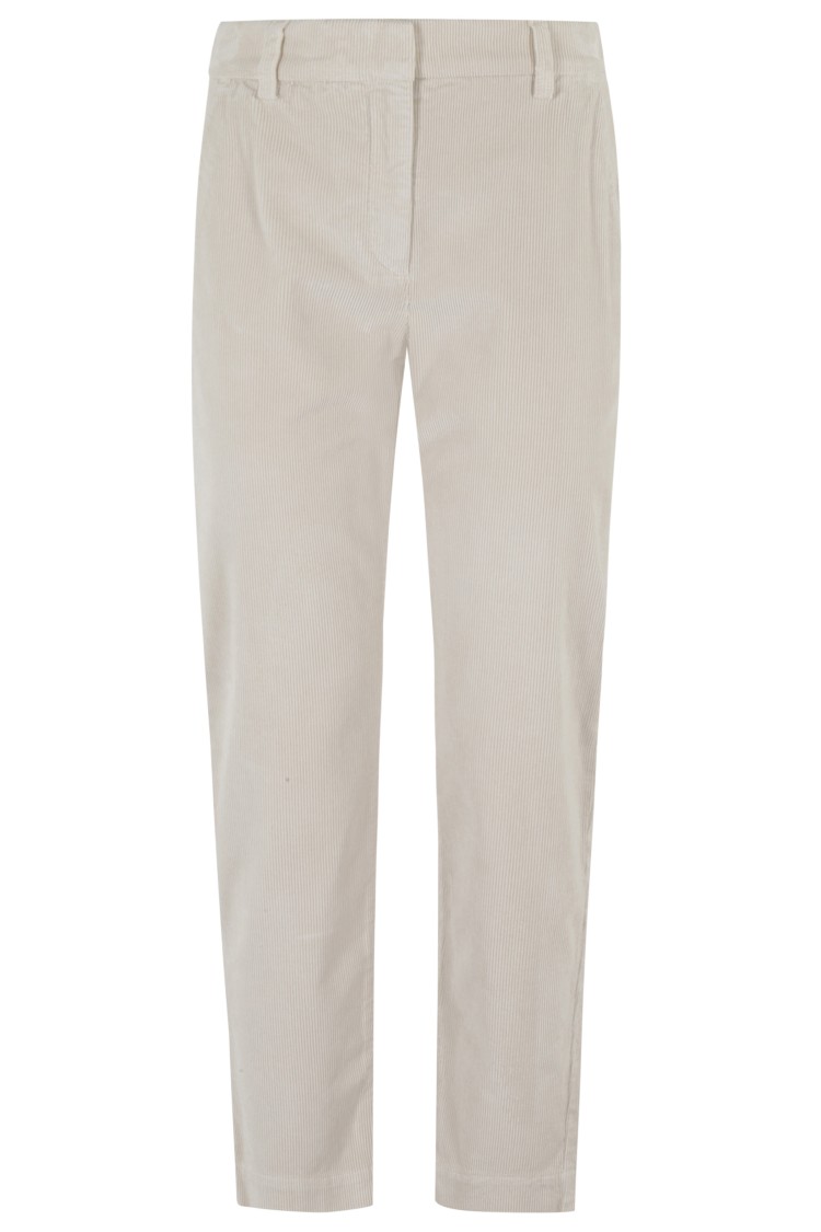 Eleventy Ribbed Tailored Trousers With Angled Pockets In White