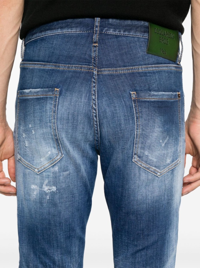 Shop Dsquared2 Blue Slim-fit Denim Trousers With Distressed Detailing