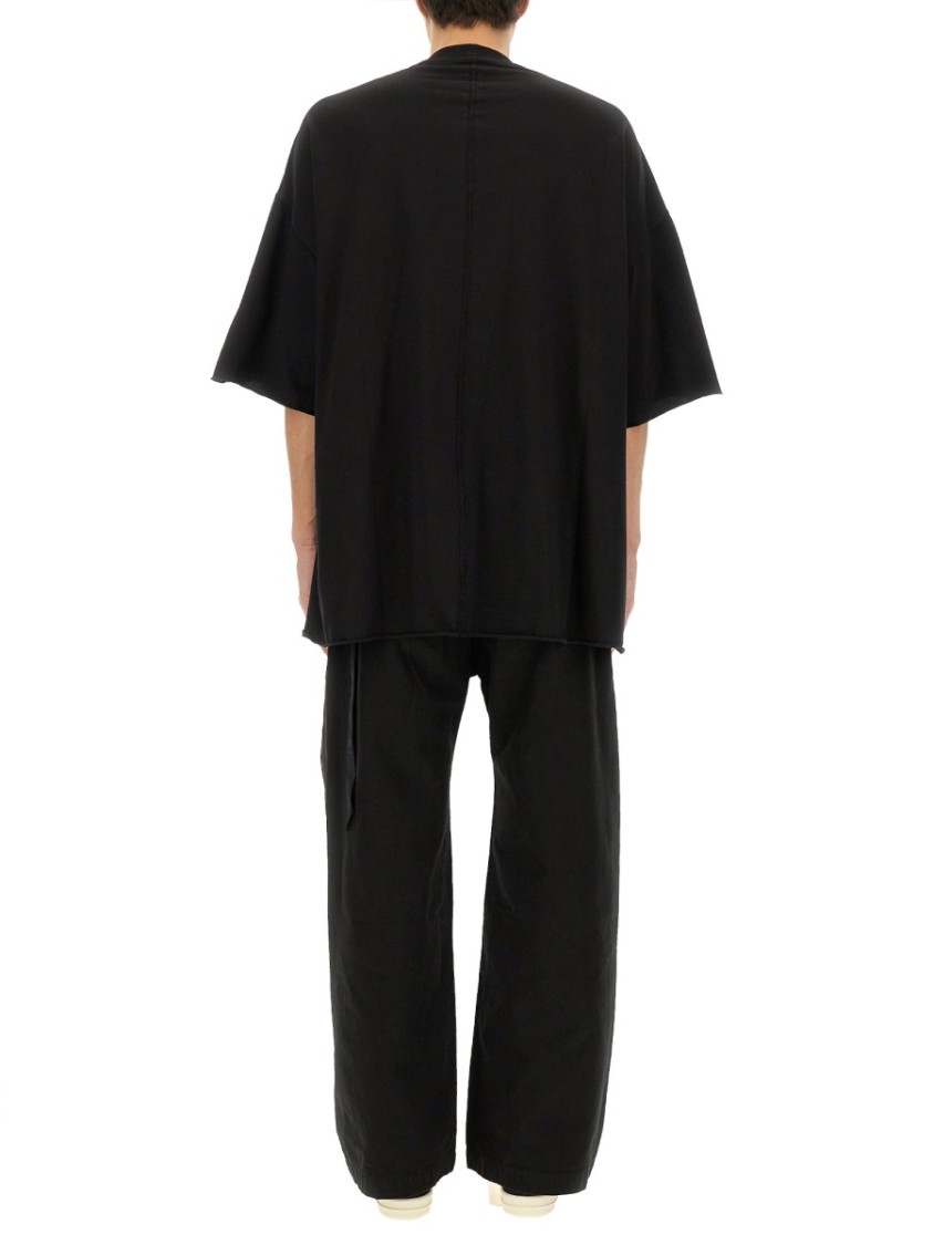 Rick Owens Drkshdw Drkshdw By Rick Owens Oversized Cotton T-shirt With Geometric Design And Relaxed Fit In Black
