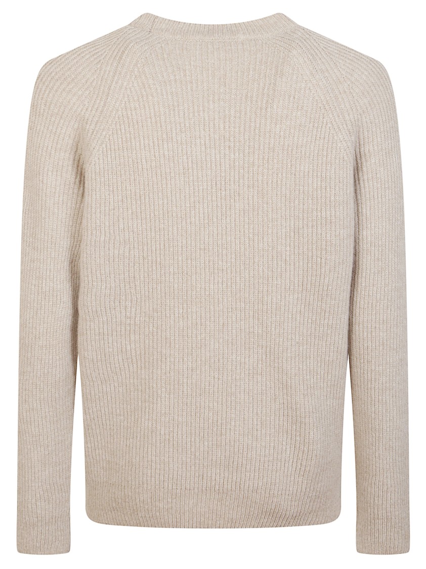 Zanone Beige English Rib Wool Sweater With Crew Neck And Ribbed Details In Neutral
