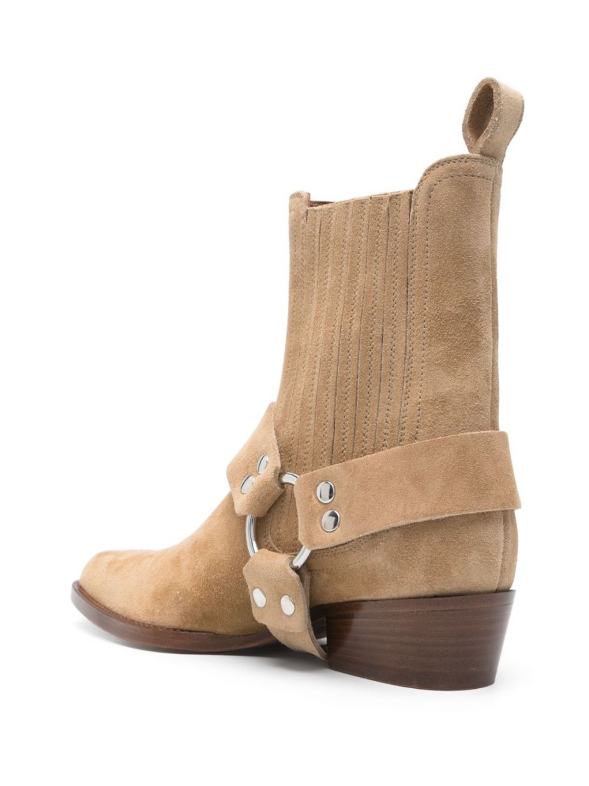 Paris Texas Brown Ankle Boots With Decorative Strap In Pink