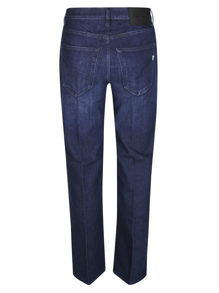 Dondup Classic Straight-leg Jeans With Dark Wash And Subtle Branding In Blue