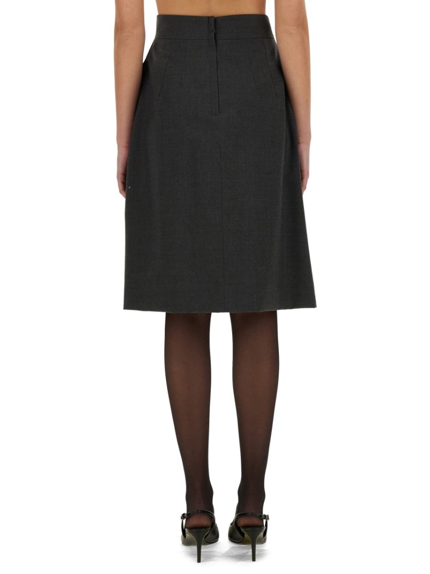 Dolce & Gabbana Wool Midi Skirt In Grey
