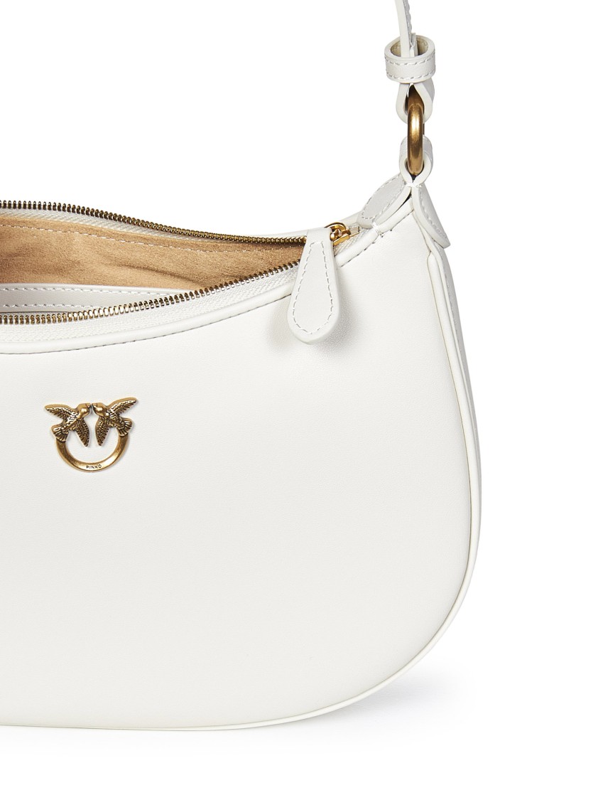 PINKO PINKO SILKY WHITE LEATHER MINI LOVE BAG HALF MOON 