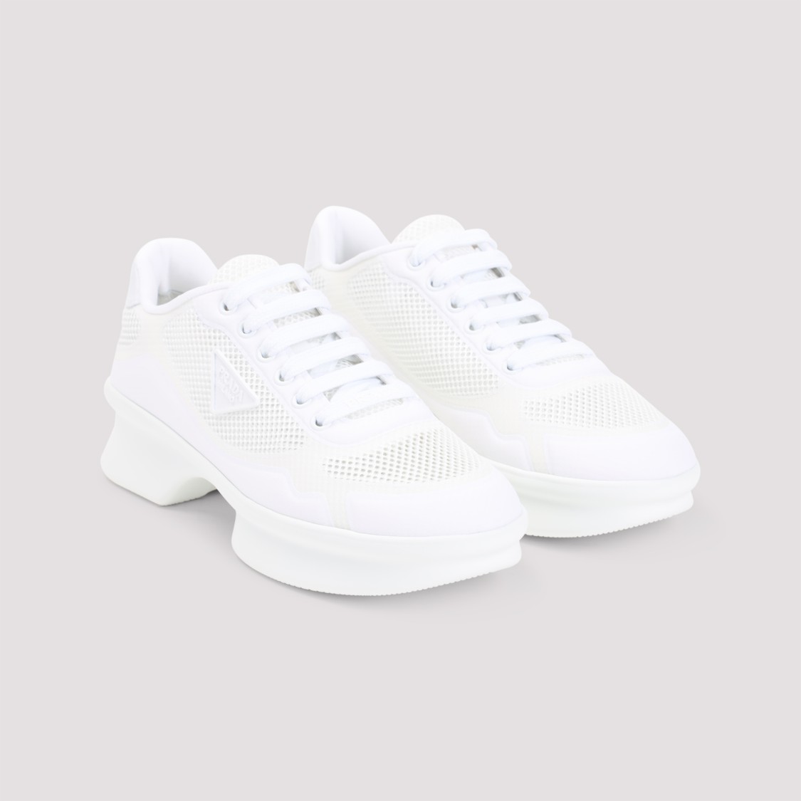 Prada Chunky Sole Sneakers With Breathable Mesh Upper In Animal Print