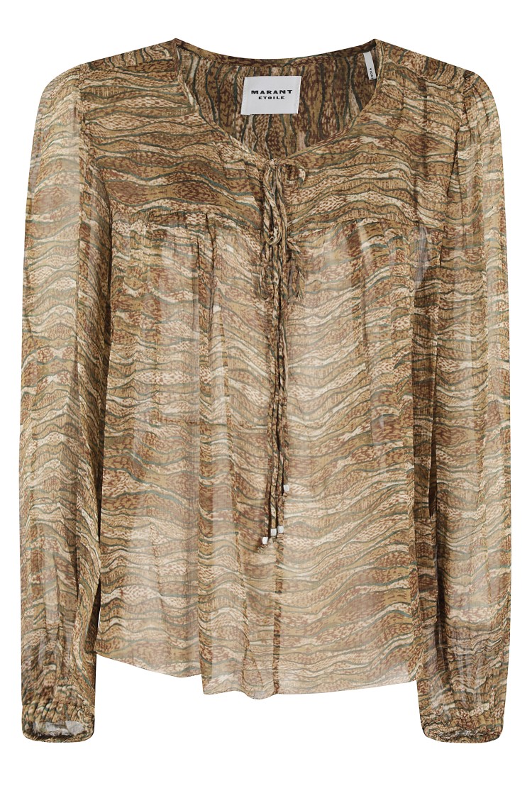 ISABEL MARANT ÉTOILE ISABEL MARANT ÉTOILE LONG-SLEEVED BLOUSE WITH FRONT TIE CLOSURE
