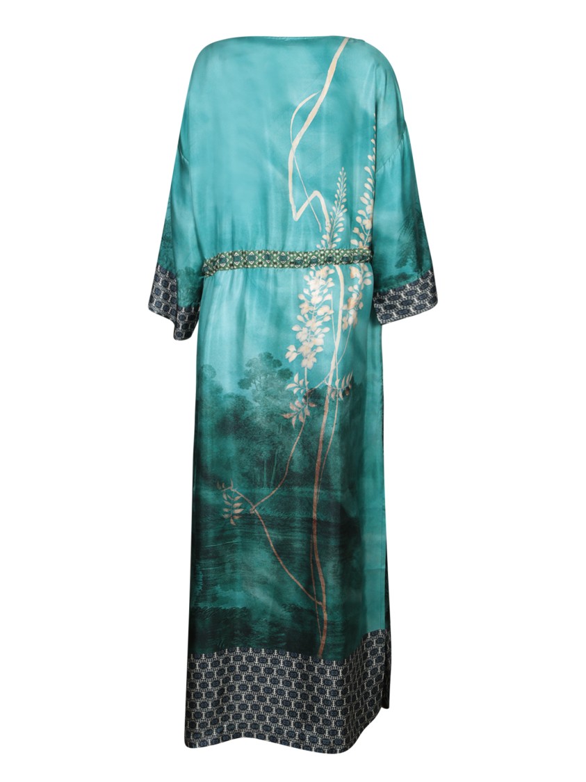 Shop Pierre-louis Mascia Artistic Print Ankle-grazing Dress With Decorative Belt