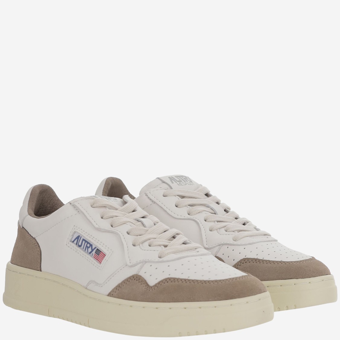 Autry Low Sneaker With Contrast Panels And Perforated Detailing In White