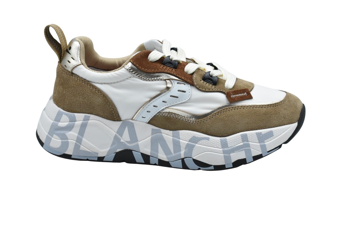 VOILE BLANCHE VOILE BLANCHE BROWN TEXTURED LACE-UP SNEAKERS