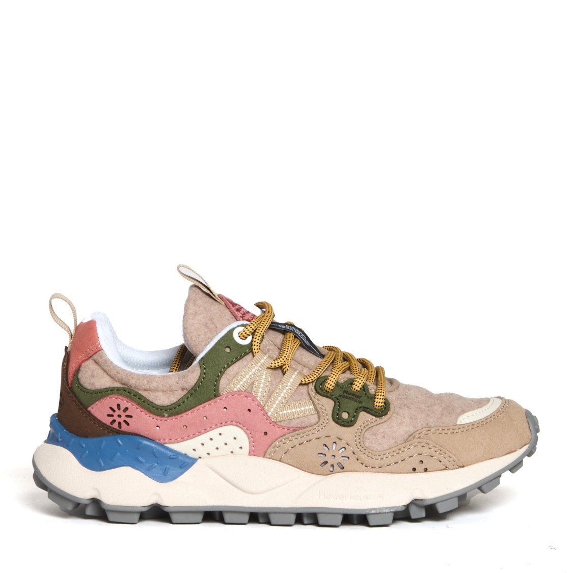 Flower Mountain Sneakers Yamano Pink And Beige Wool In Multicolor