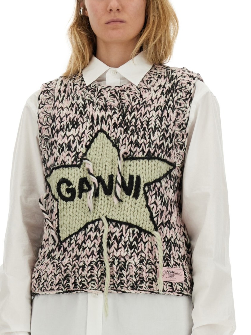Ganni Woolen Vest With Inl In Multicolor