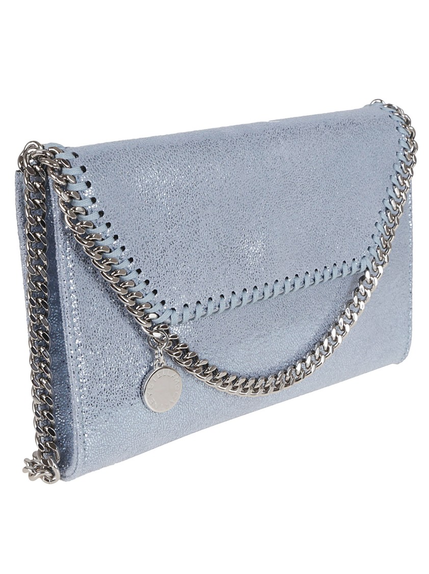 Stella Mccartney Textured Fold-over Clutch In Blue