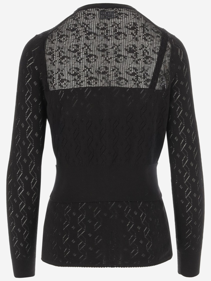 Chloé Transparent Design Cotton Sweater With Front Button Closure In Black
