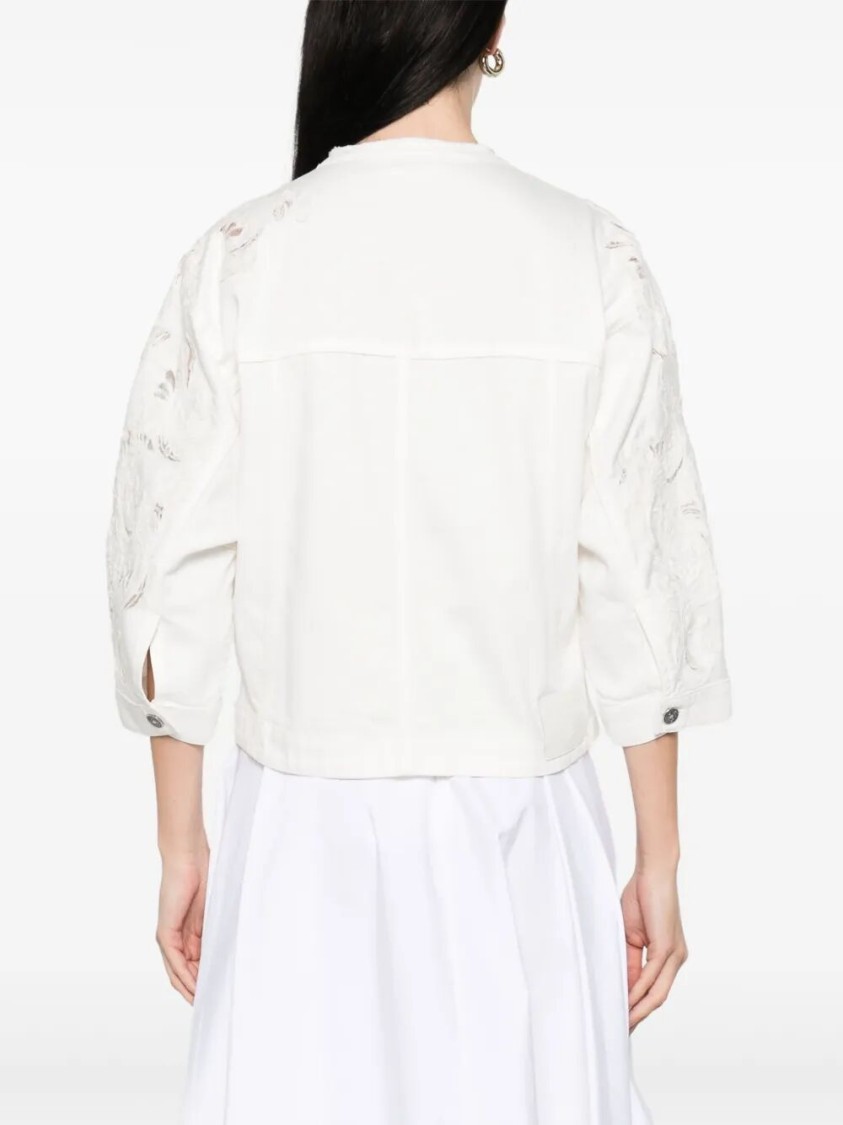 Ermanno Scervino Cropped Cotton Jacket With Button-up Front In White
