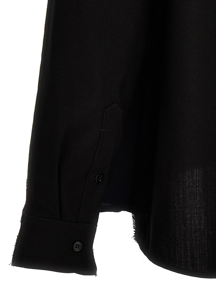 Marni Cool Wool Shirt With Contrast Stitching Shirt And Blouse Black In Black