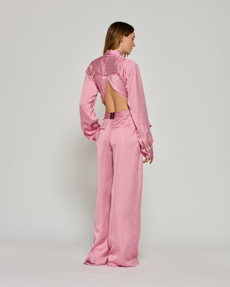 Serena Bute Satin Stripe Serena Trouser - Pink In Pink