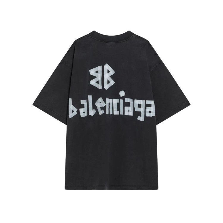 Balenciaga Black Medium Fit T-Shirt With Bold Graphic Print