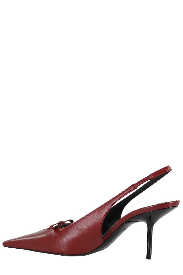Victoria Beckham Pointed Toe Slingback Pumps With Bow Detail In Red