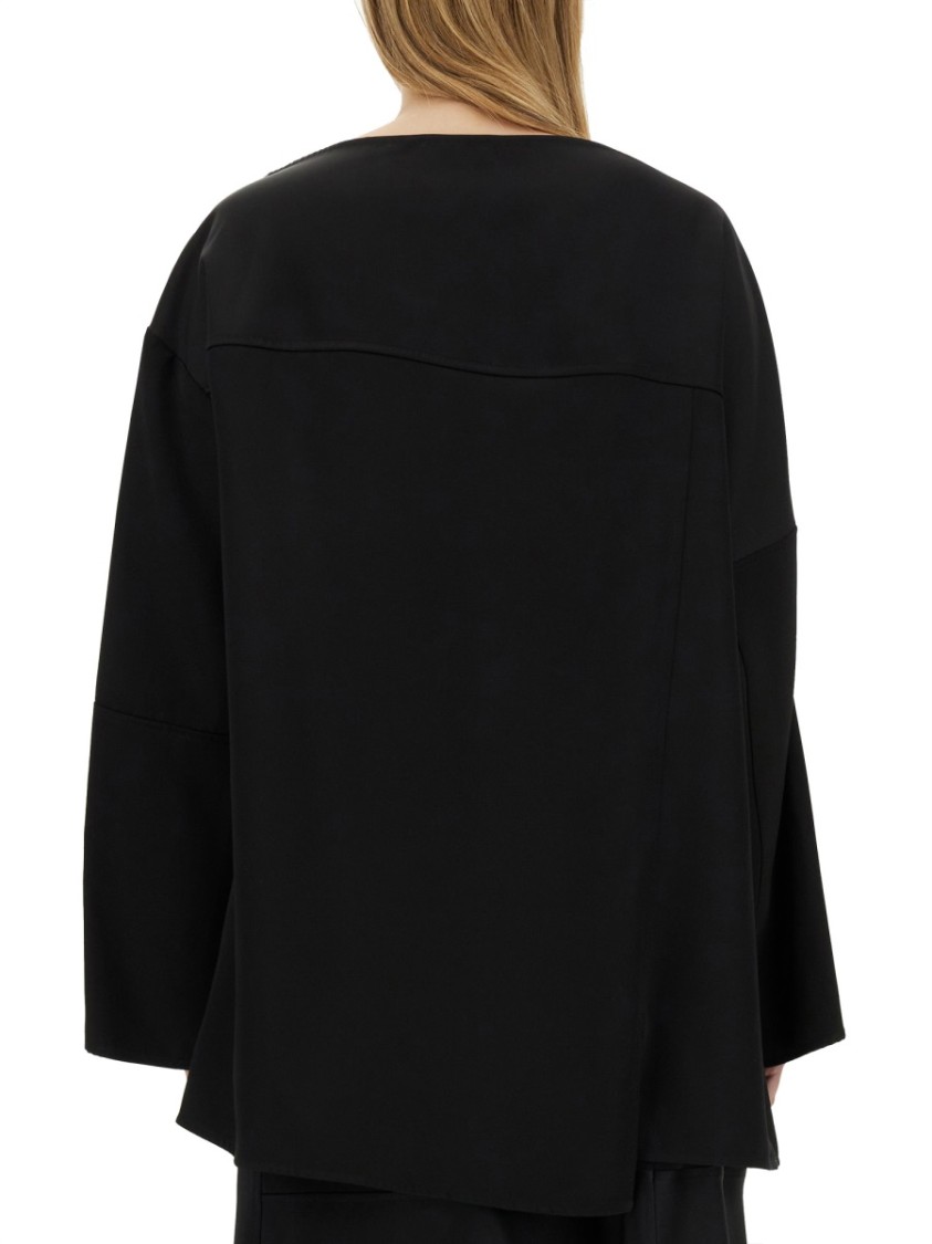 Jil Sander Asymmetrical Black Top With Unique Silhouette In Black