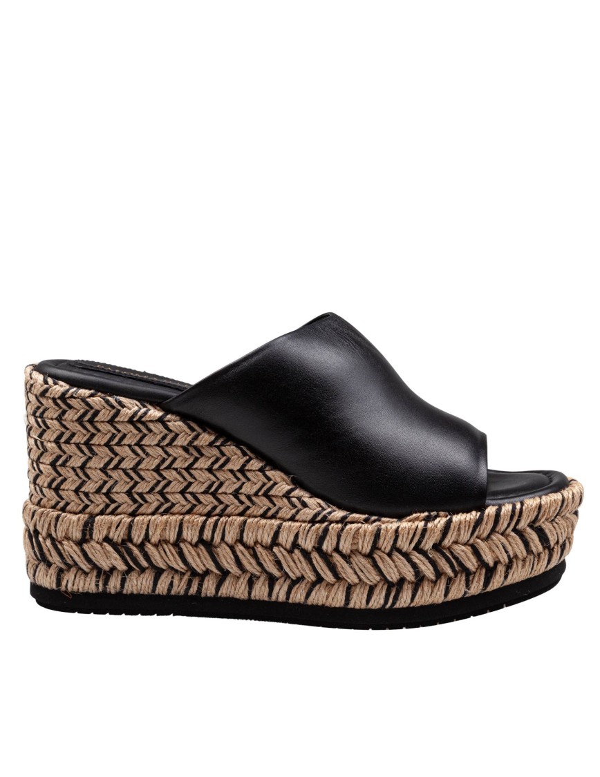 Paloma Barceló Paloma Alide Sandal In Leather With Rope Wedge In Black