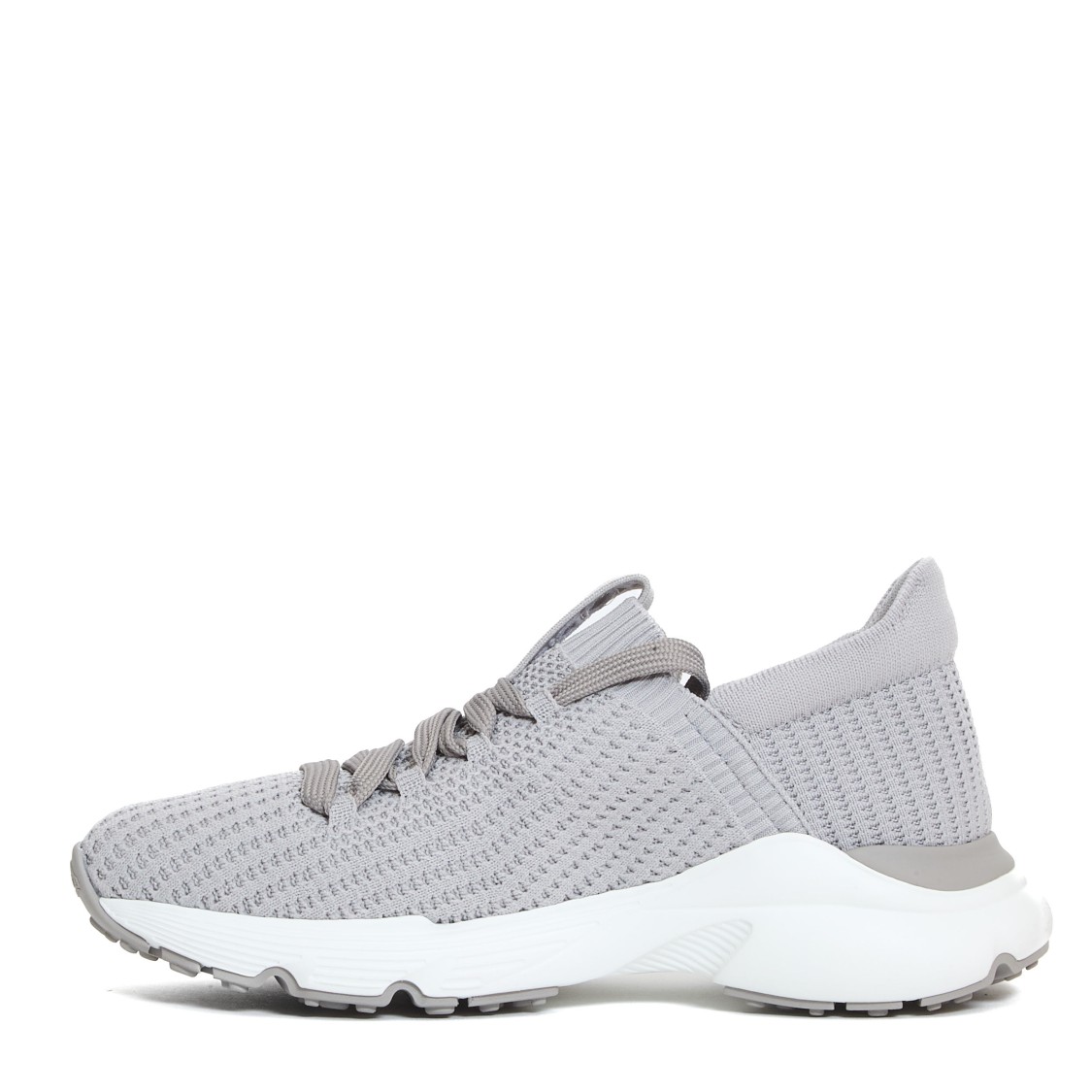 TOD'S TOD'S STRETCH FABRIC GREY RUNNING SNEAKERS WITH RUBBER SOLE