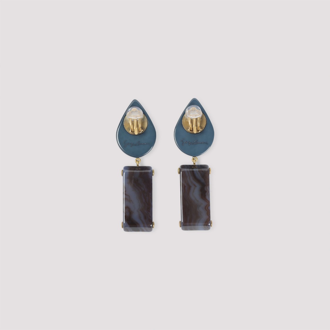 Giorgio Armani Teardrop-rectangular Stone Clip-on Earrings