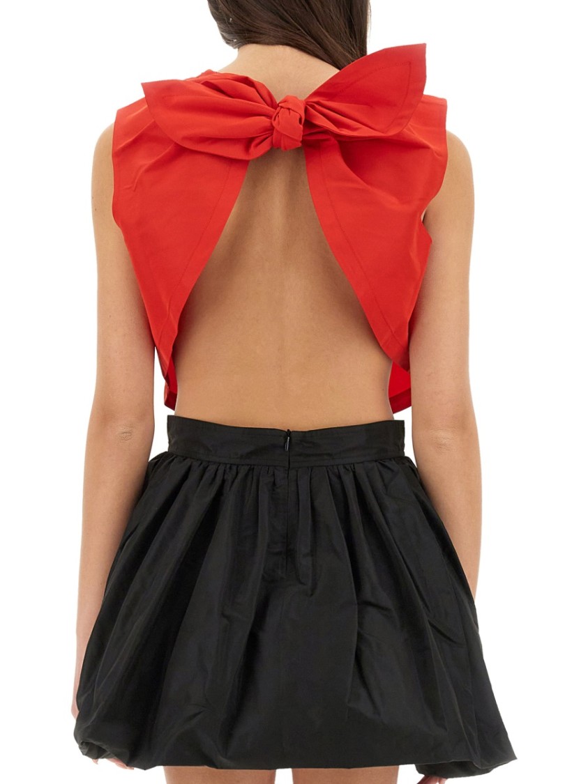 Patou Bow-detail Open-back Faille Crop Top In Red