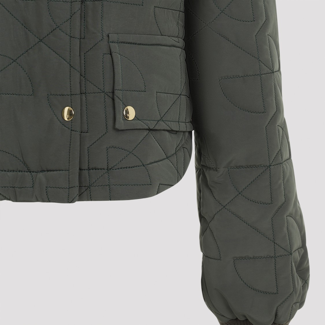 Patou Quilted Velvet Collar Cropped Blouson In Grey