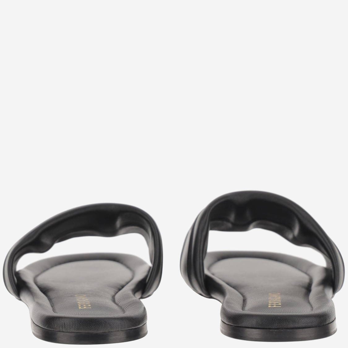 Shop Ferragamo Salvatore Leather Sandals With Logo In Black